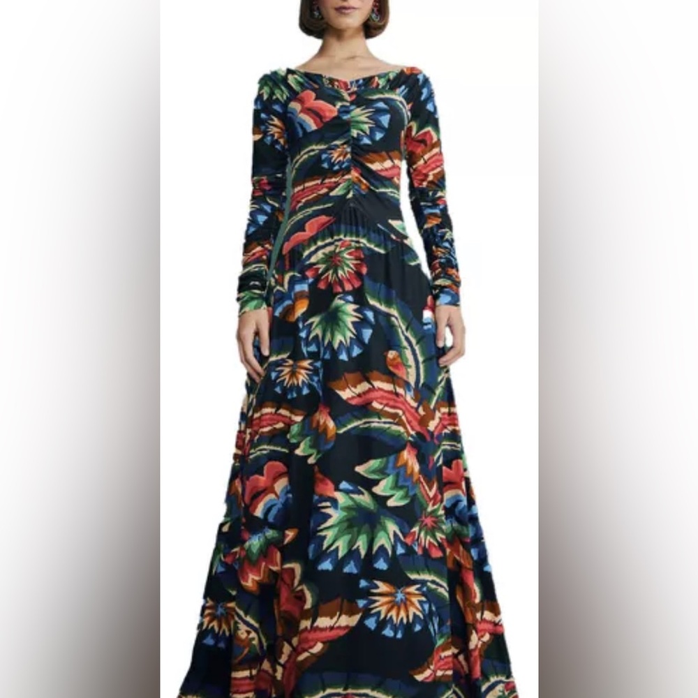 FARM Rio Colorful Botanical Long Sleeve Dress